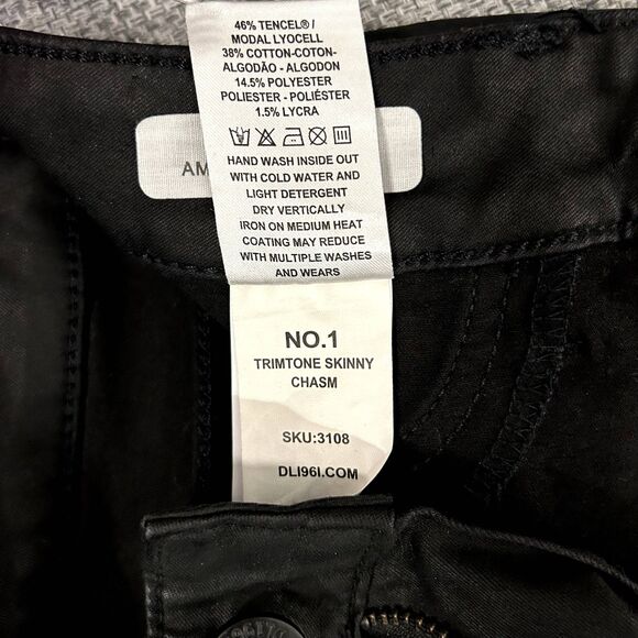 DL1961 No. 1 Trimtone Skinny Jeans Chasm Wash Black Size 26 Jessica Alba JA x DL - Picture 10 of 10